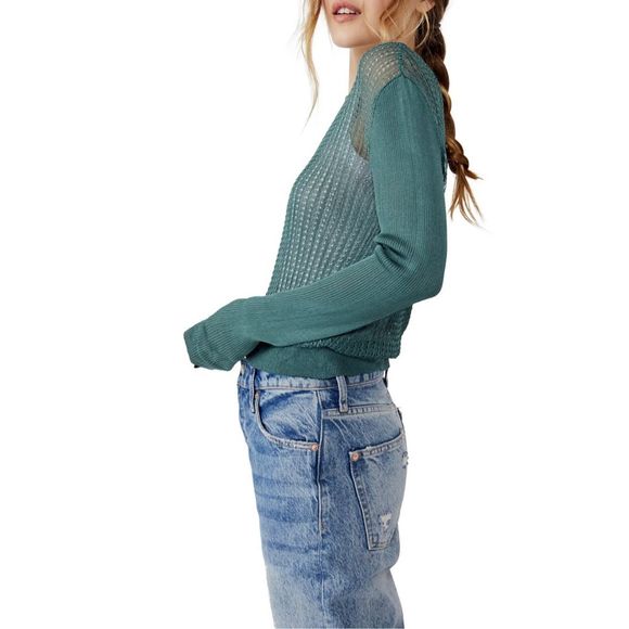 Free People Crewneck Sweater Jaded Size M - Picture 3 of 10